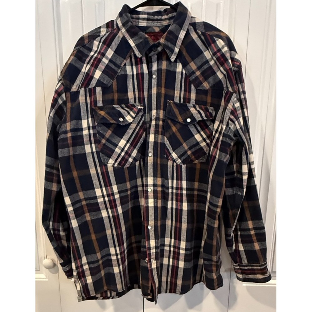 Five Brother 2XL-R Flannel Shirt Plaid Cotton Workwear Lumberjack Cabincore